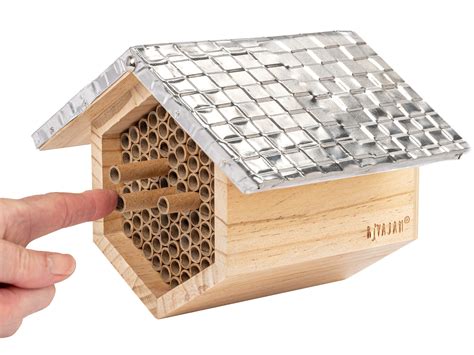 native bee house metal roof|Rivajam Beekeeper Pro Mach II Flowers Metal Roof Mason Bee .